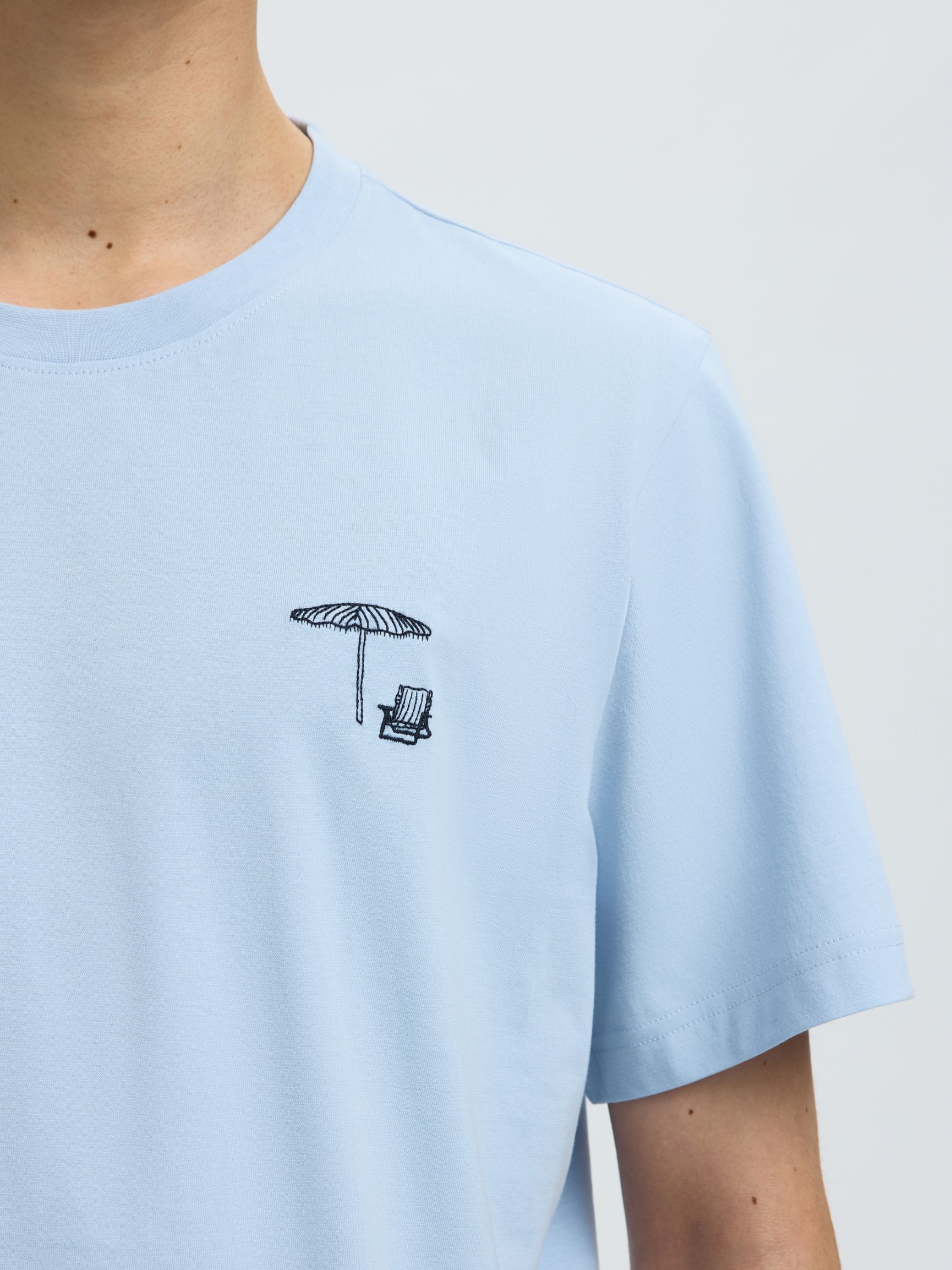 REGULAR FIT COTTON T-SHIRT, Cashmere Blue, highres