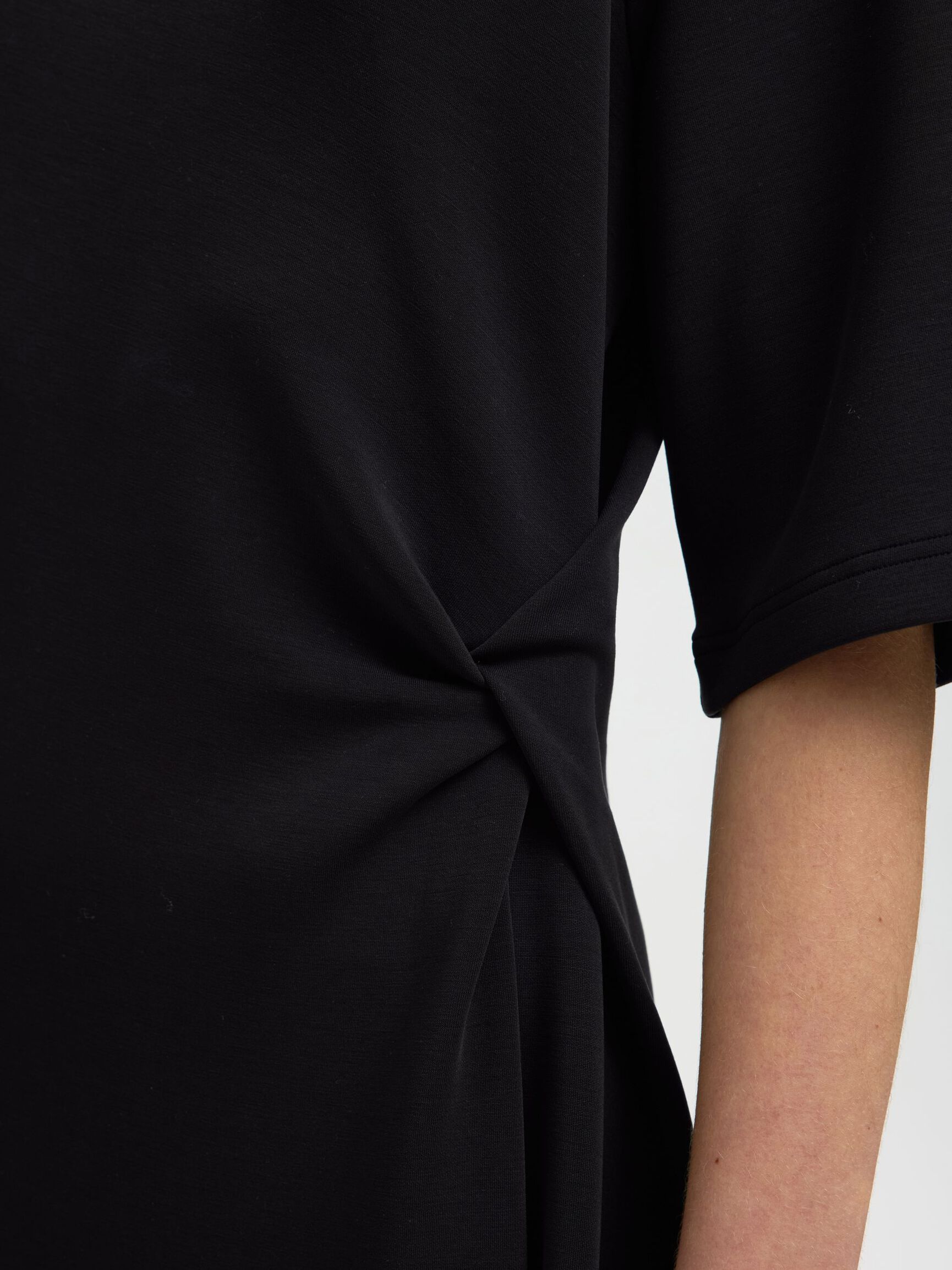 MET KORTE MOUWEN MAXI JURK, Black, highres