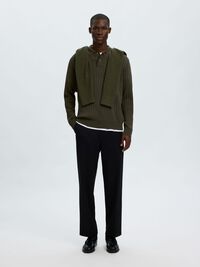 COTTON KNITTED POLO SHIRT, Forest Night, highres