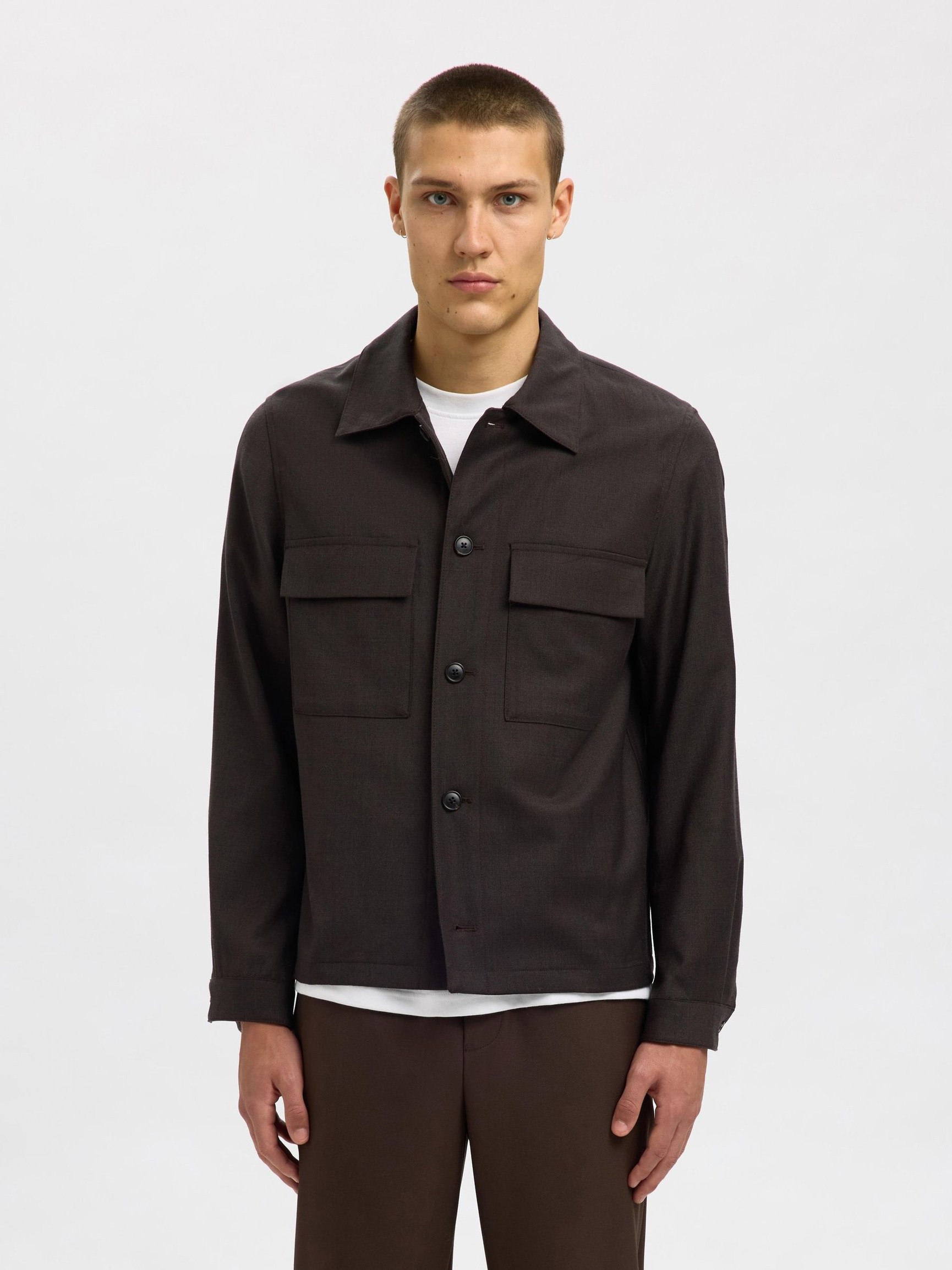WOOL BLEND BLAZER, Chocolate Torte, highres