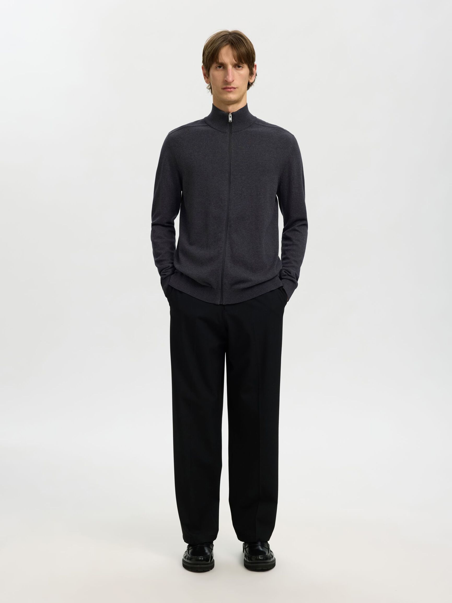 GLIDELÅSLUKKING CARDIGAN, Antracit, highres