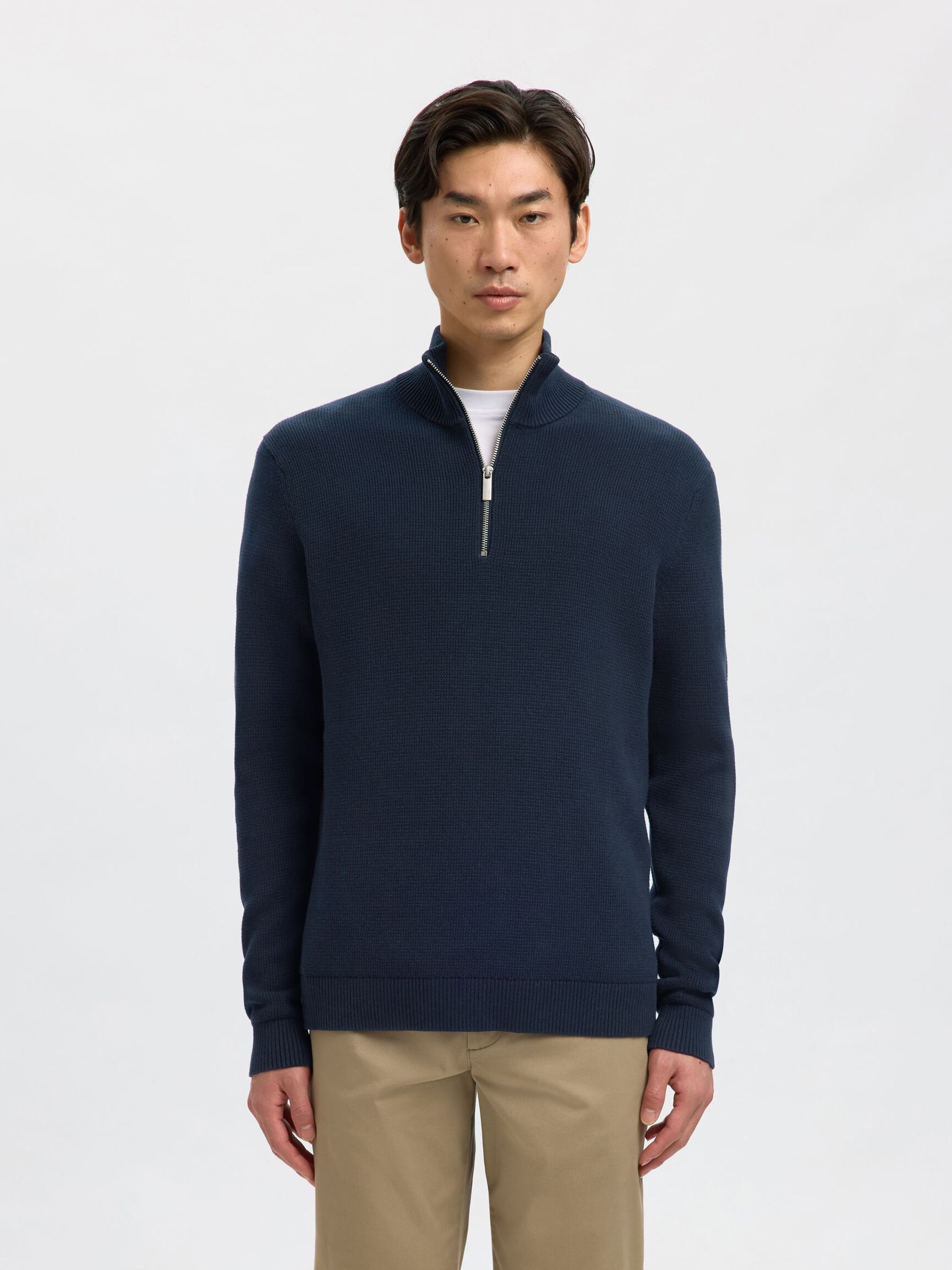 HALVE RITSSLUITING SWEATER, Sky Captain, highres