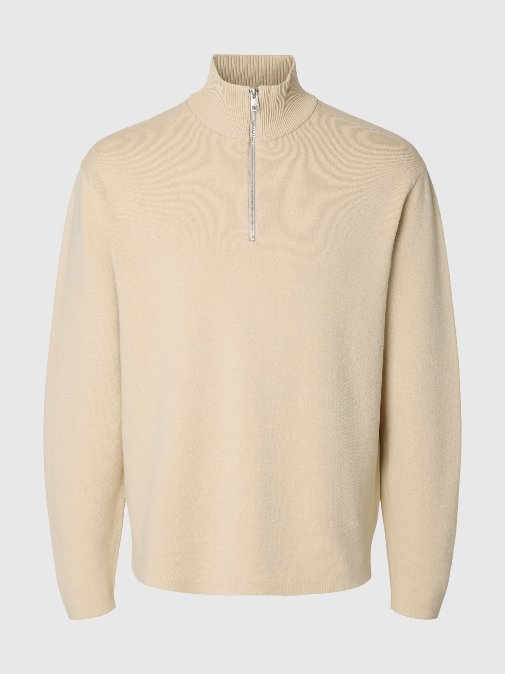 HALF ZIP PULLOVER, Oatmeal, highres