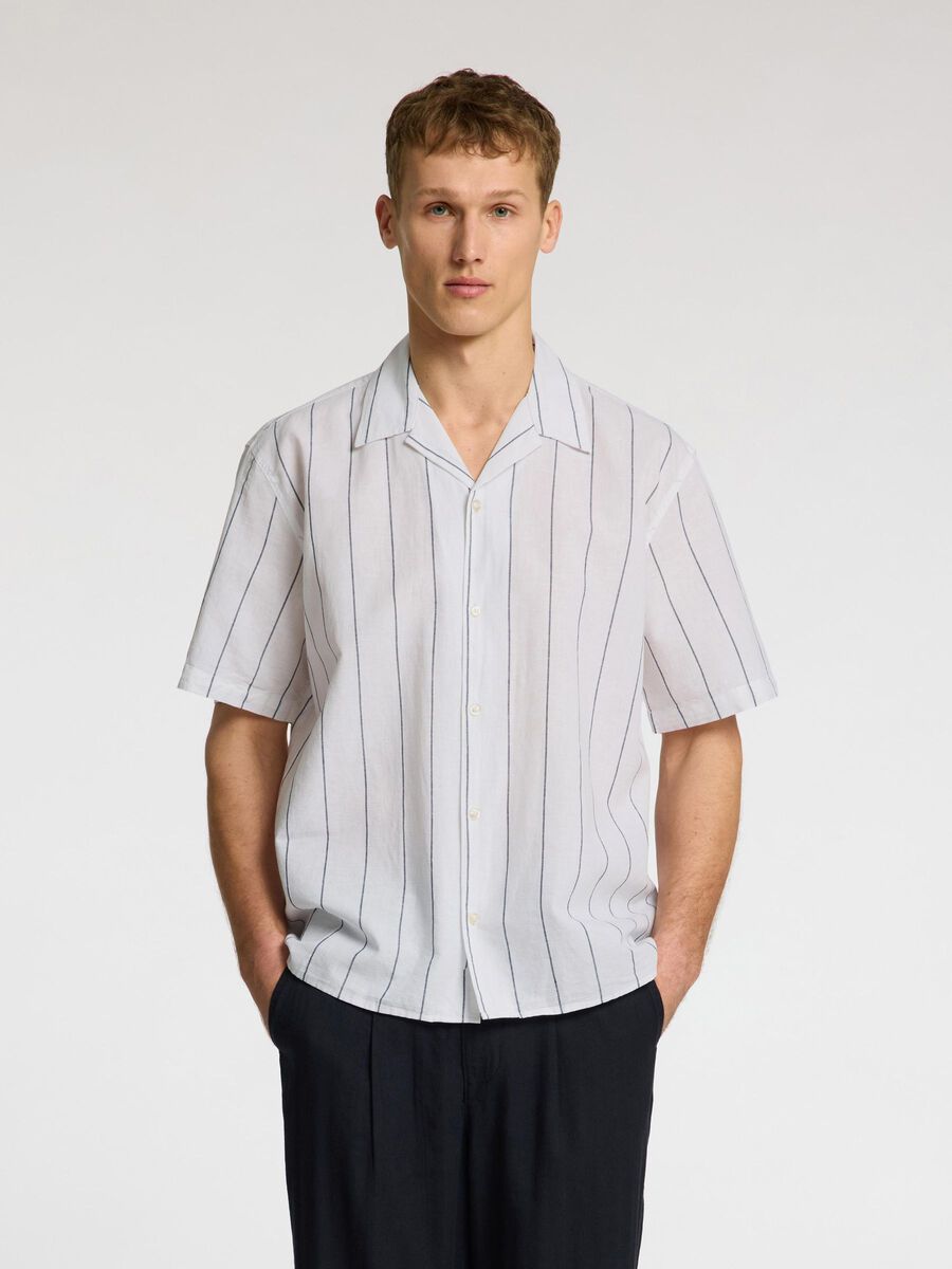 Selected LINEN BLEND SHORT SLEEVED SHIRT, White, highres - 16092978_White_1175223_003.jpg