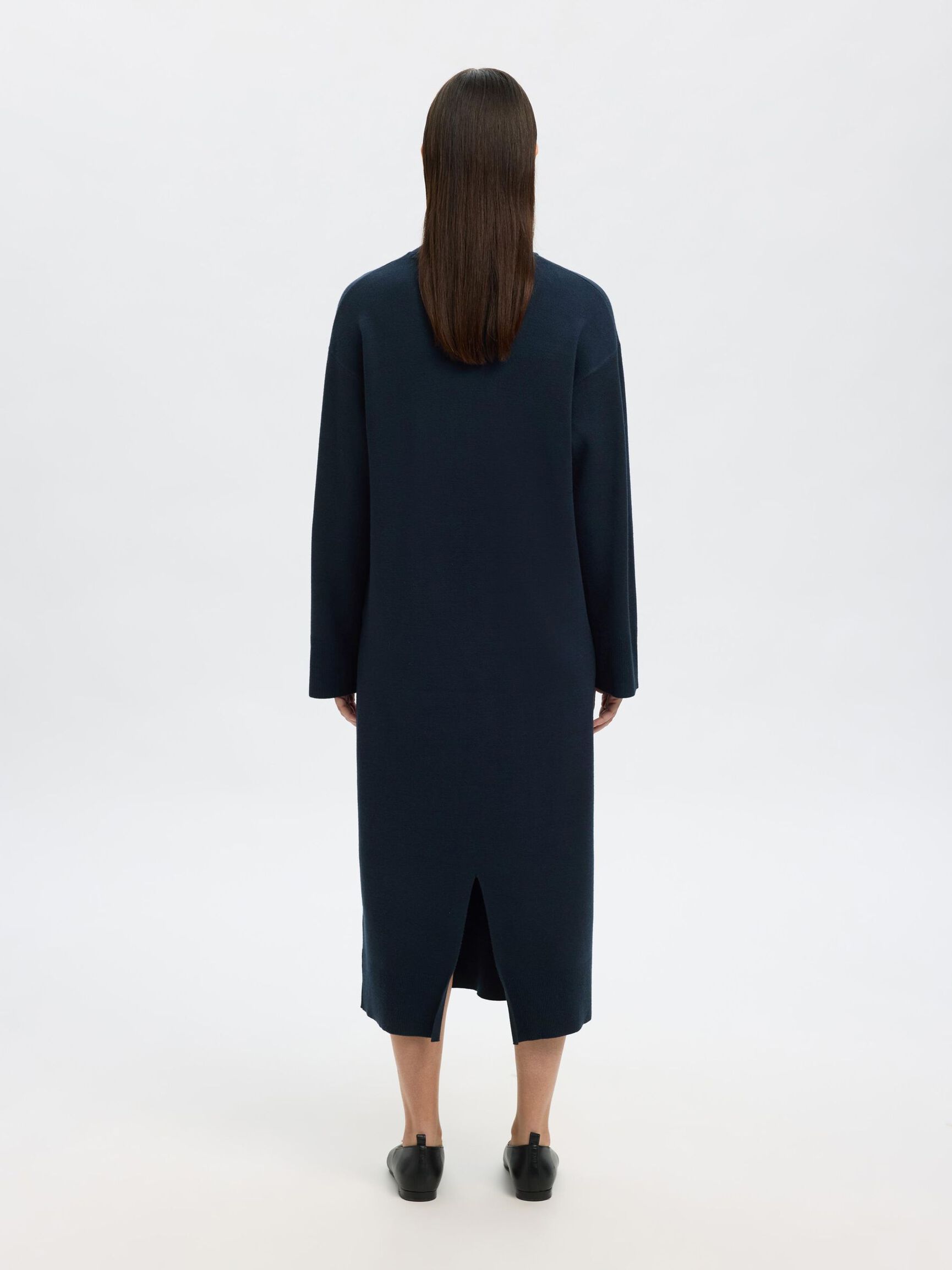MAXI GEBREIDE JURK, Dark Sapphire, highres