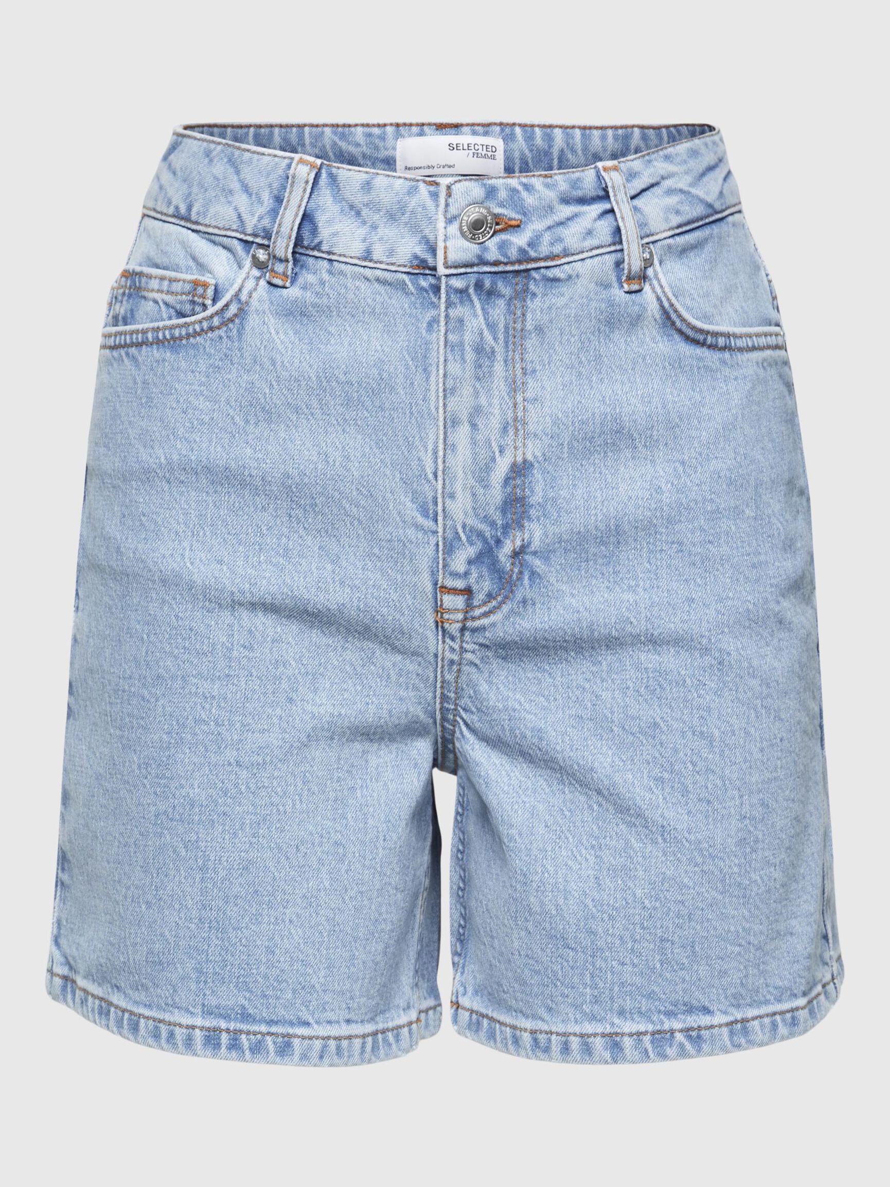 TALLE ALTO PANTALONES CORTOS VAQUEROS, Light Blue Denim, highres