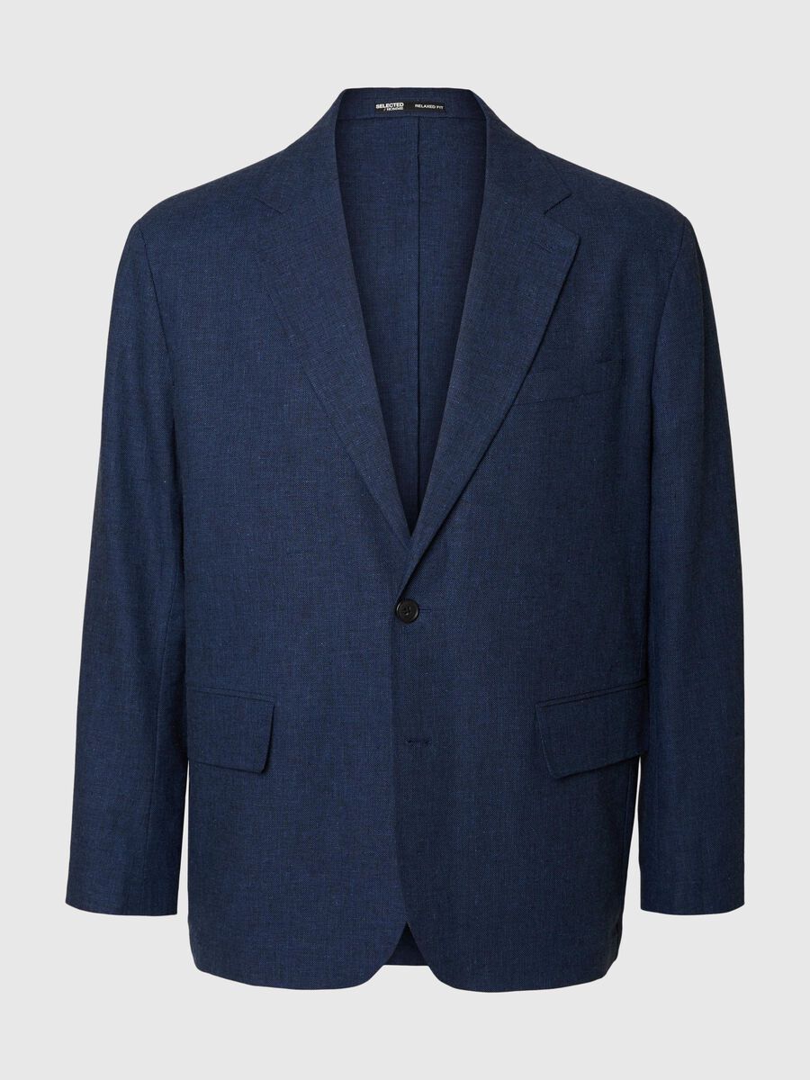 Selected LEINENMIX EINREIHIGER BLAZER, Outer Space, highres - 16098993_OuterSpace_001.jpg