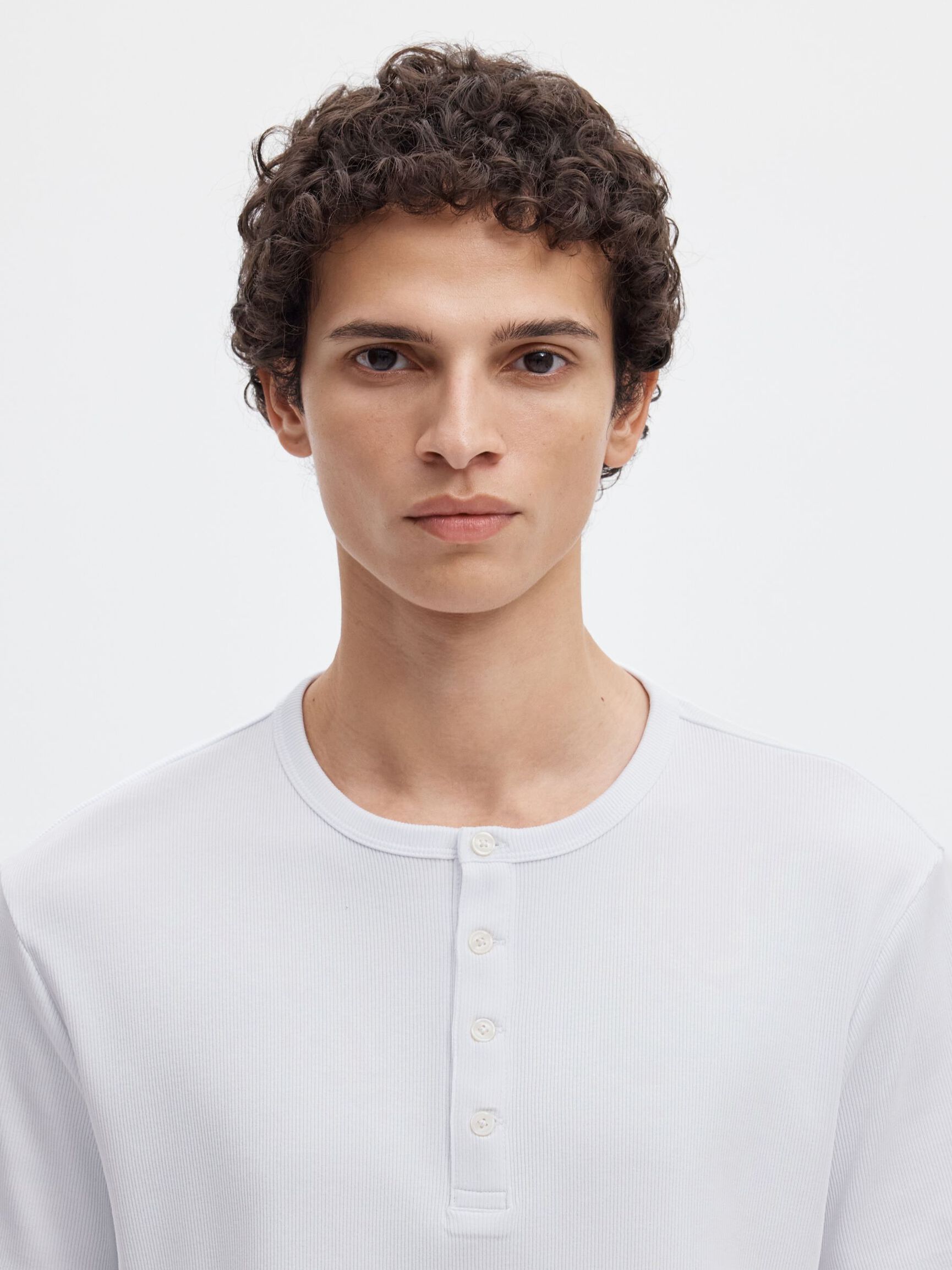 GEKNÖPFTES RIPP T-SHIRT, Bright White, highres