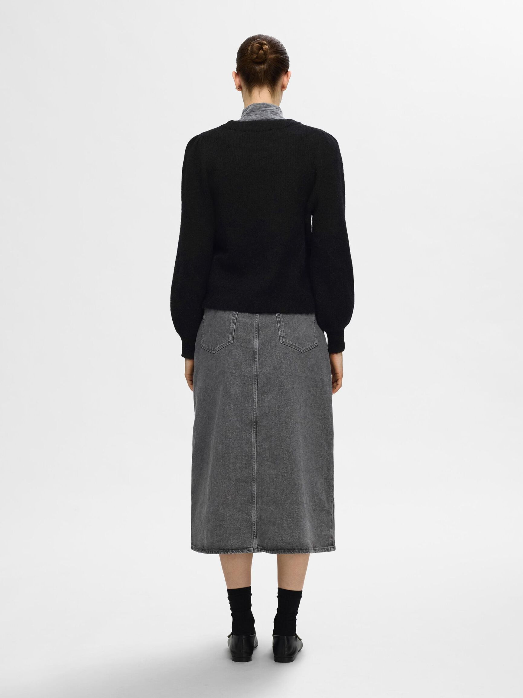 WOOL BLEND KNITTED JUMPER, Black, highres