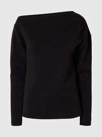 LANGE MOUWEN OFF-SHOULDER TOP, Black, highres