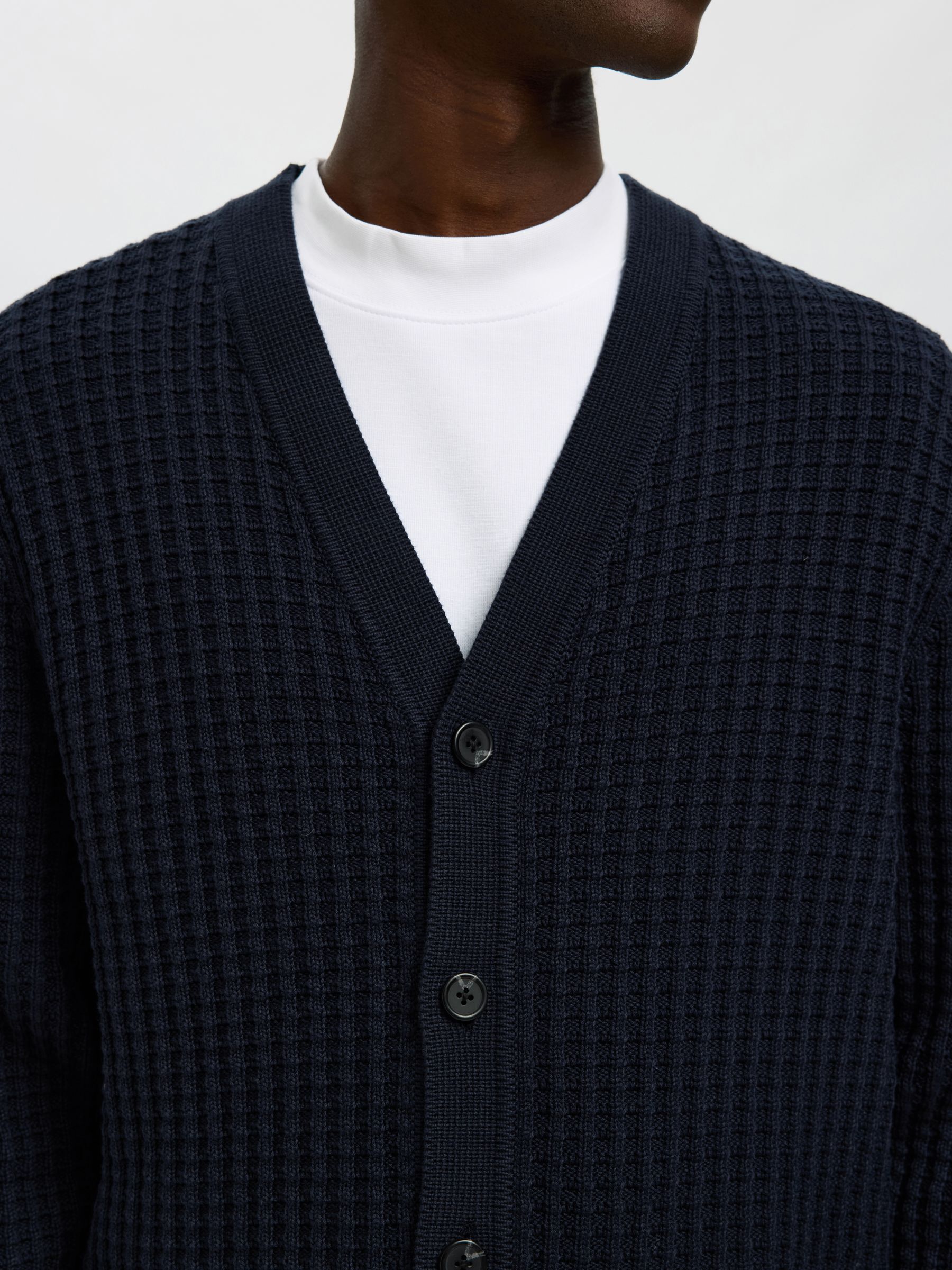 100% COTTON KNITTED CARDIGAN, Sky Captain, highres