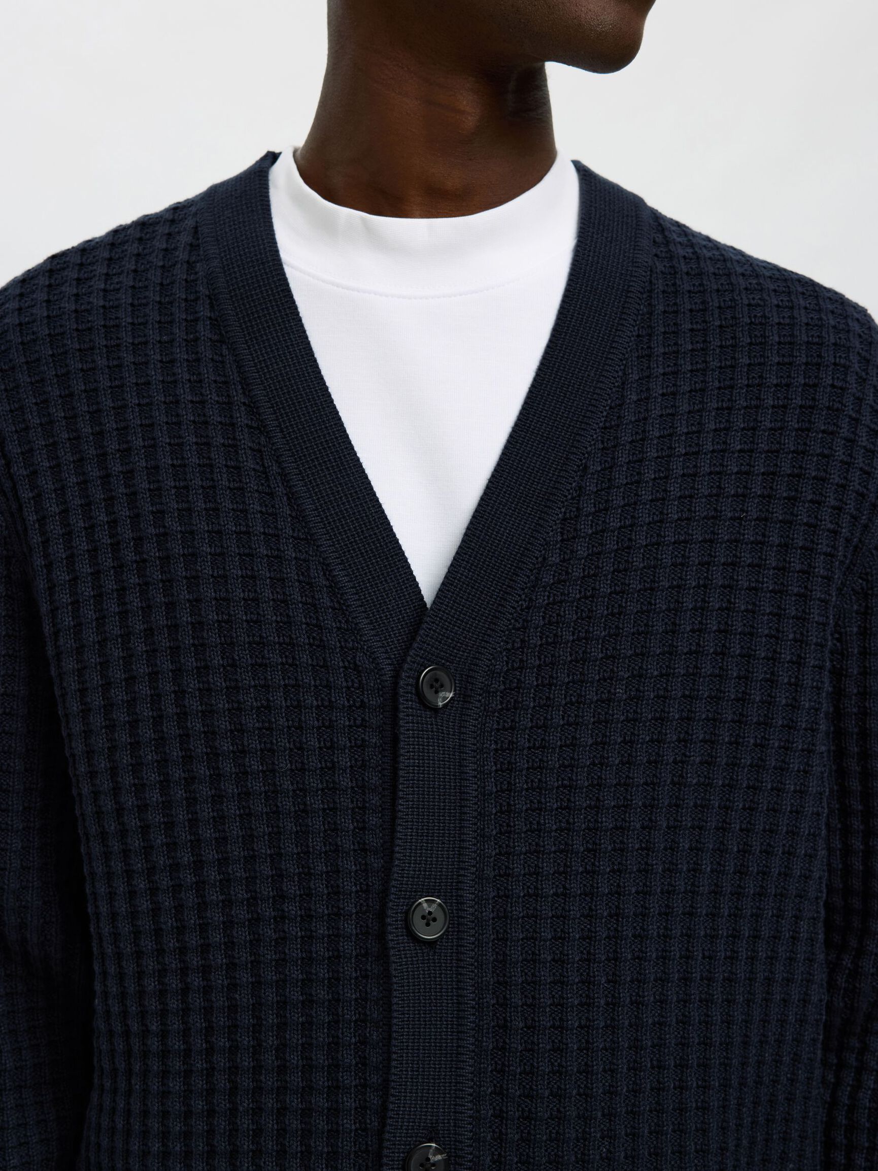 100% COTTON KNITTED CARDIGAN, Sky Captain, highres