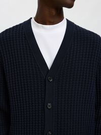 100% COTTON KNITTED CARDIGAN, Sky Captain, highres