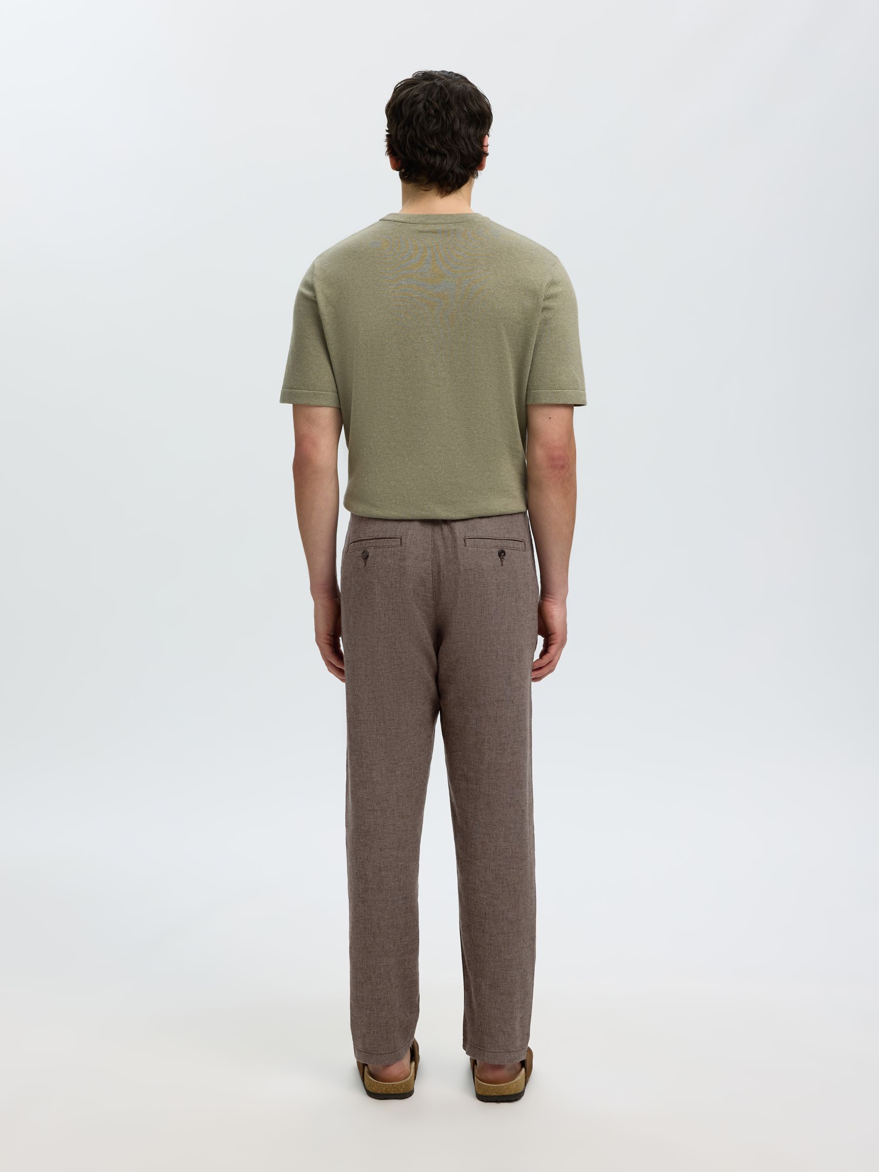 SLIM TAPERED LEINENMIX HOSE, Chocolate Torte, highres