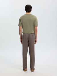 SLIM TAPERED LEINENMIX HOSE, Chocolate Torte, highres