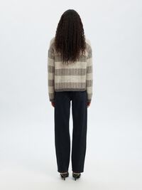 WOOL BLEND KNITTED JUMPER, Medium Grey Melange, highres