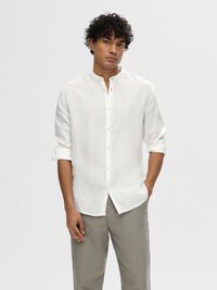 100% LEINEN LANGARMHEMD, Bright White, highres