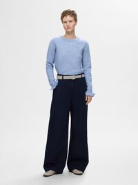 WOOL BLEND RUFFLED SLEEVE PULLOVER, Endless Sky, highres