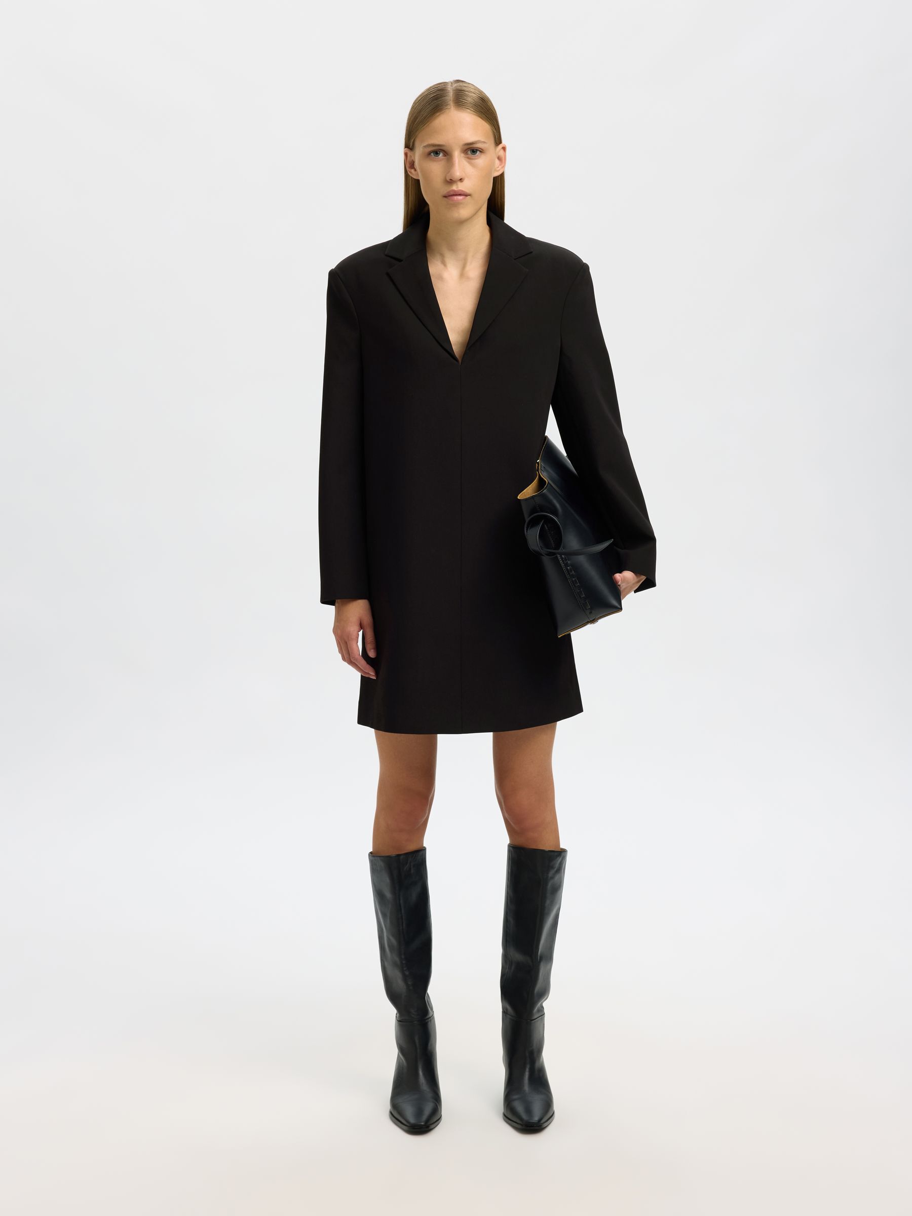 LANGARM BLAZERKLEID, Black, highres