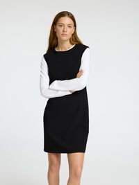 TAILORED SLEEVELESS DRESS, Black, highres