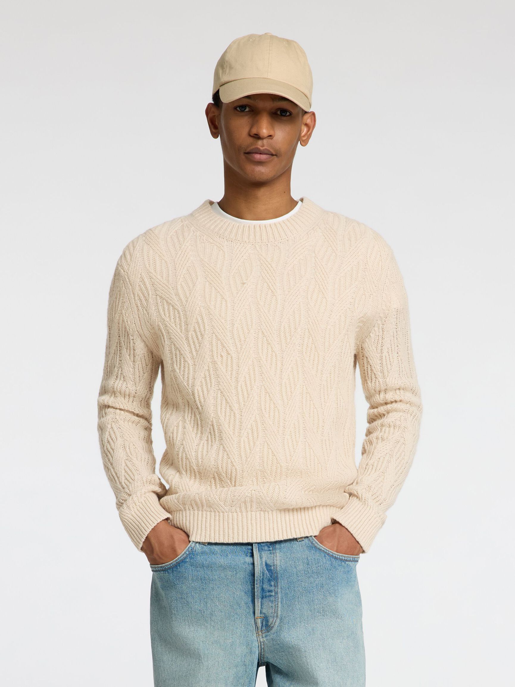 TORSADÉE EN LAINE MÉLANGÉE PULL EN MAILLE, Oatmeal, highres