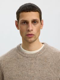 WOOL BLEND RELAXED FIT JUMPER, Oatmeal, highres