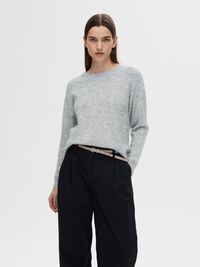 LANGE MOUWEN TRUI, Light Grey Melange, highres