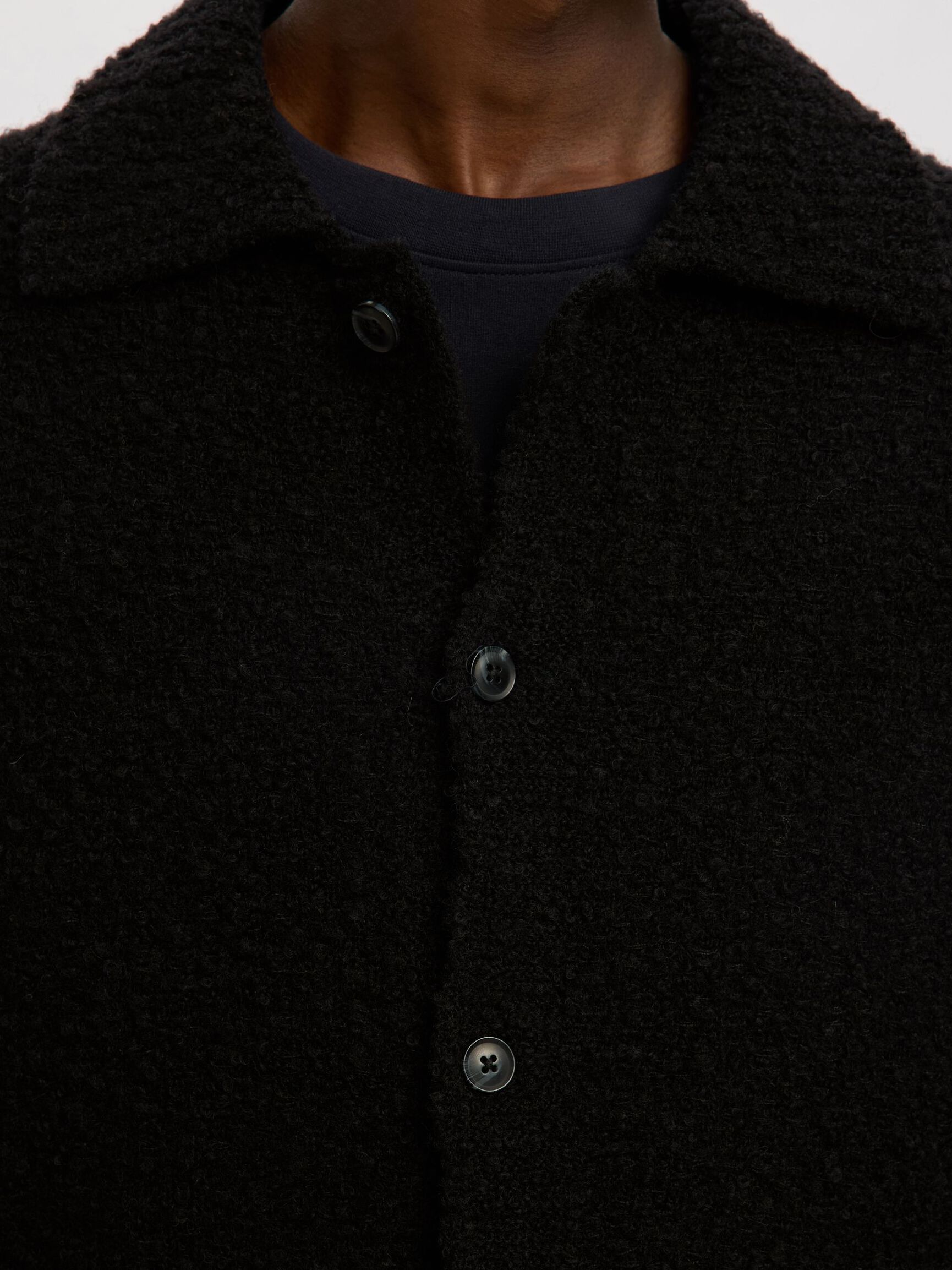 WOOL BLEND KNITTED CARDIGAN, Black, highres