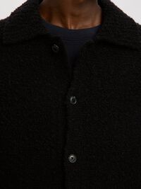 WOOL BLEND KNITTED CARDIGAN, Black, highres