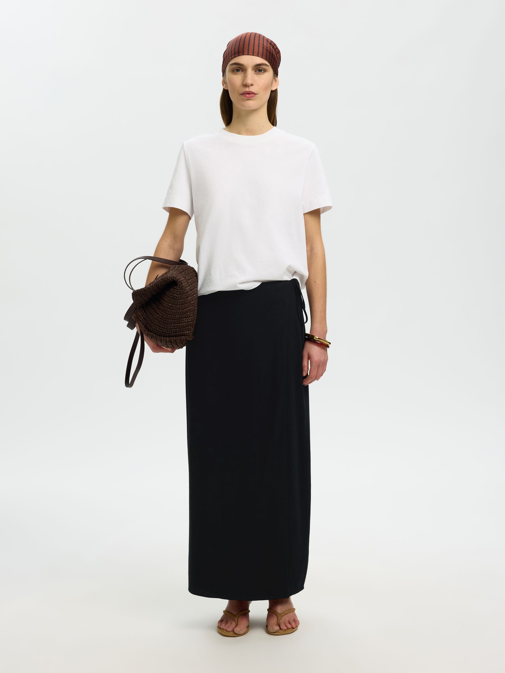 WRAP MAXI SKIRT, Black, highres
