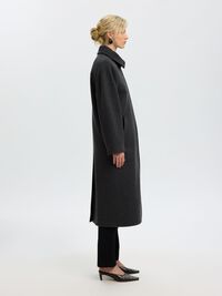 LAINE MÉLANGÉE LONG MANTEAU, Dark Grey, highres