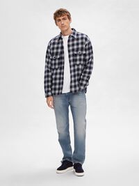 FLANEL OVERSHIRT, Dark Navy, highres