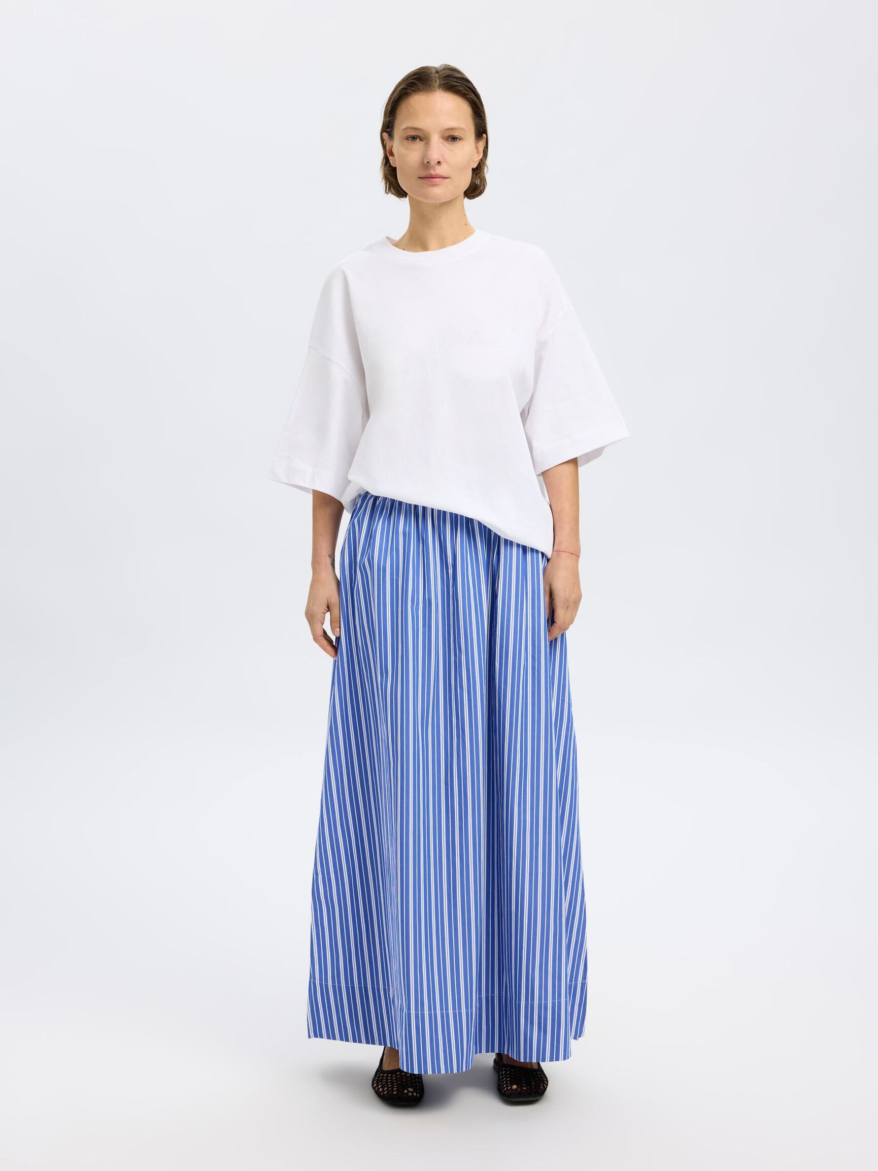 STRIPED MAXI SKIRT, Dazzling Blue, highres