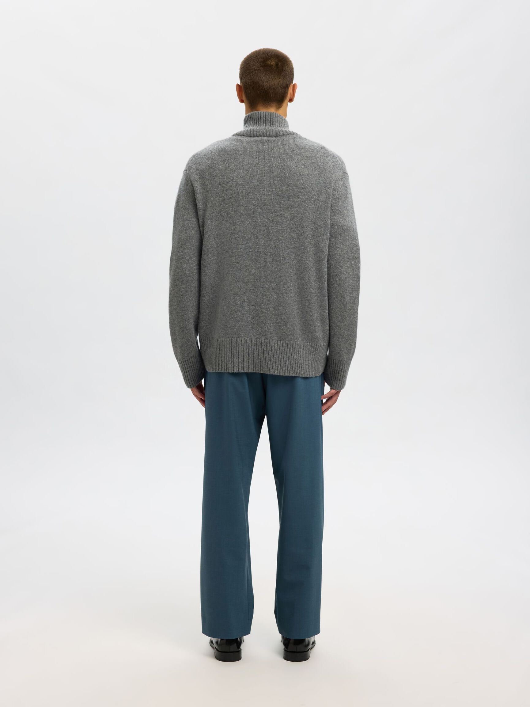 WOLL-KASCHMIR-MIX HALF-ZIP PULLOVER, Medium Grey Melange, highres