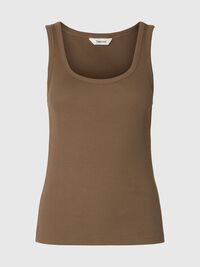 RIBBED COTTON TANK TOP, Chocolate Chip, highres