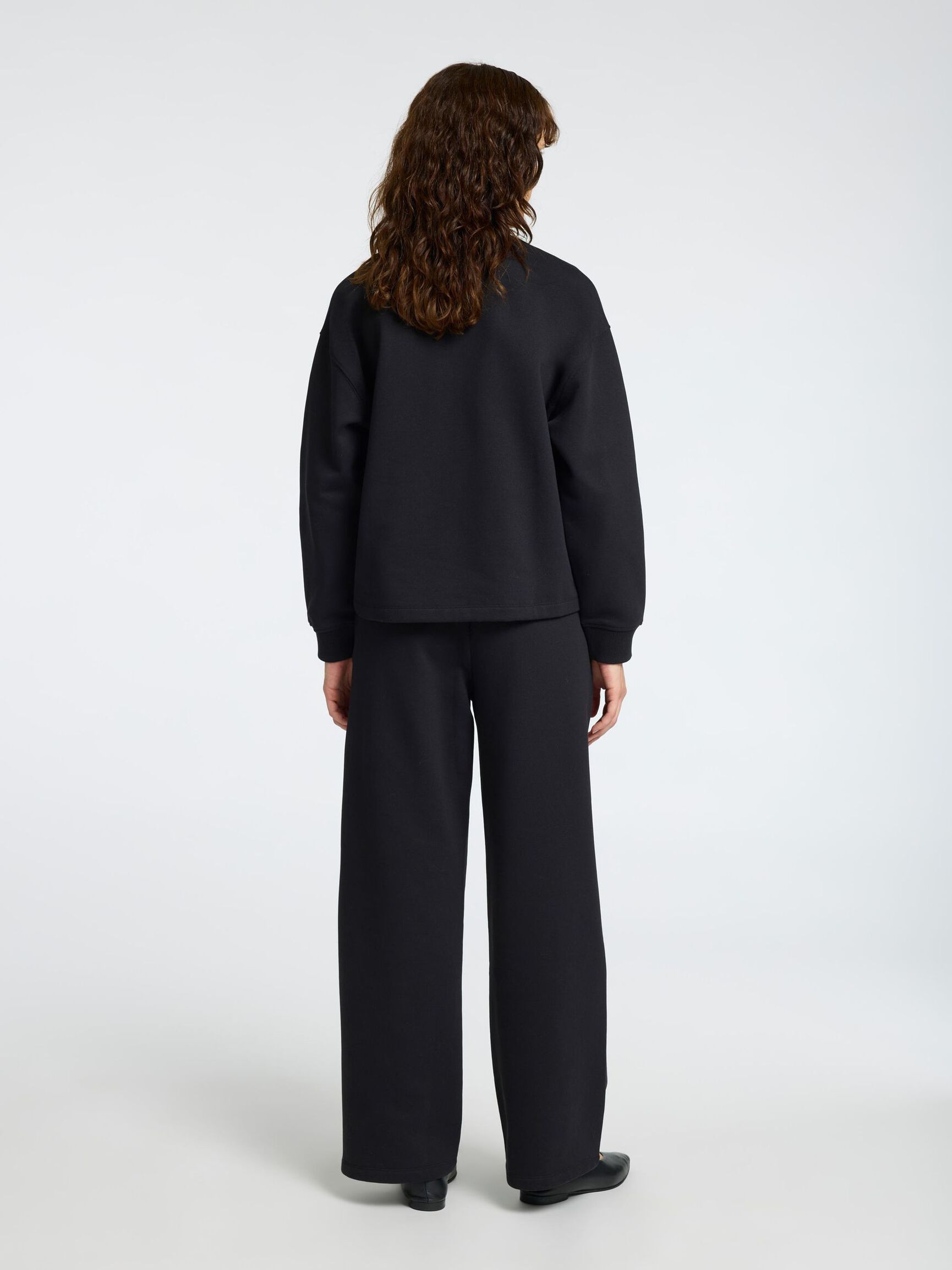 HIGH NECK ZIPPED SWEATSHIRT, Black, highres