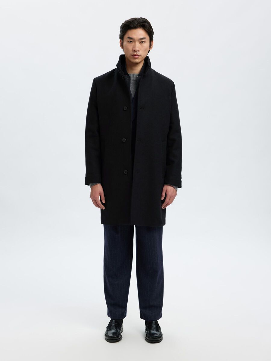 Product tile image - LONG WOOL-BLEND COAT, Black | 16097628_Black