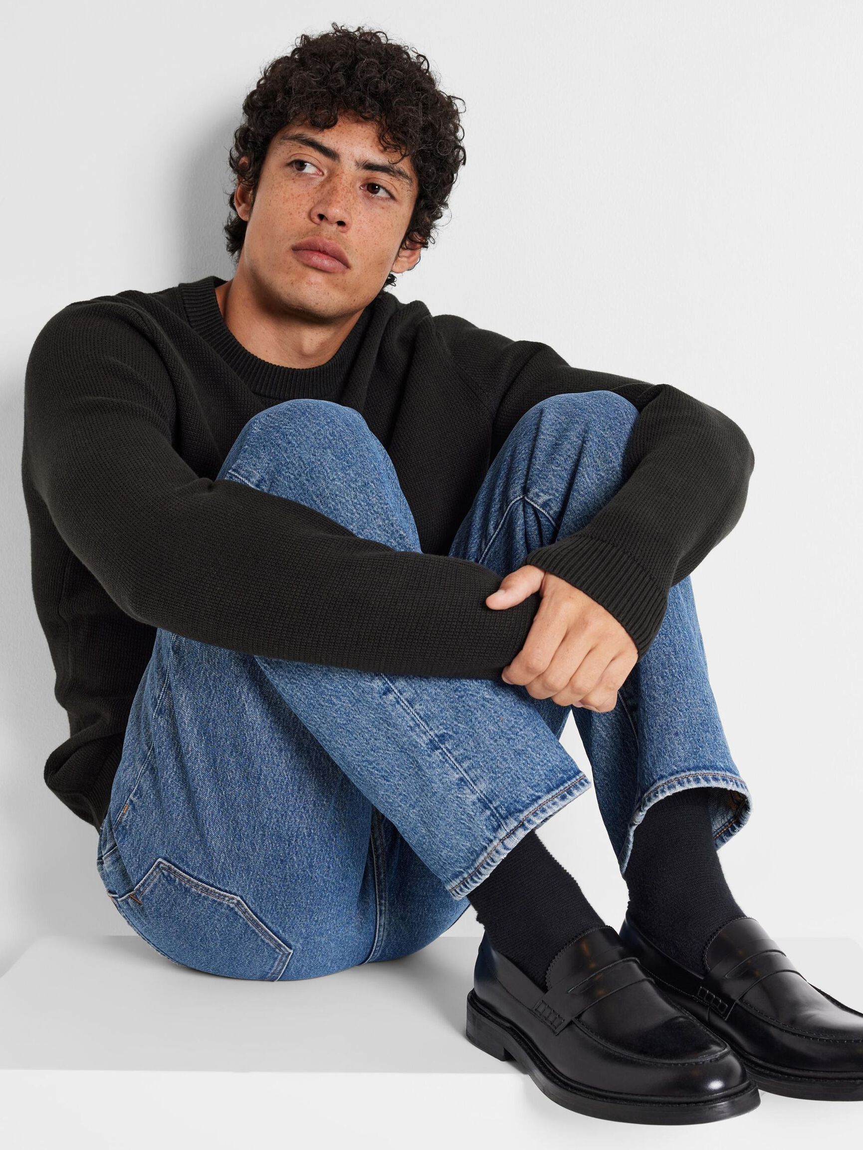 CREWNECK JUMPER, Black, highres
