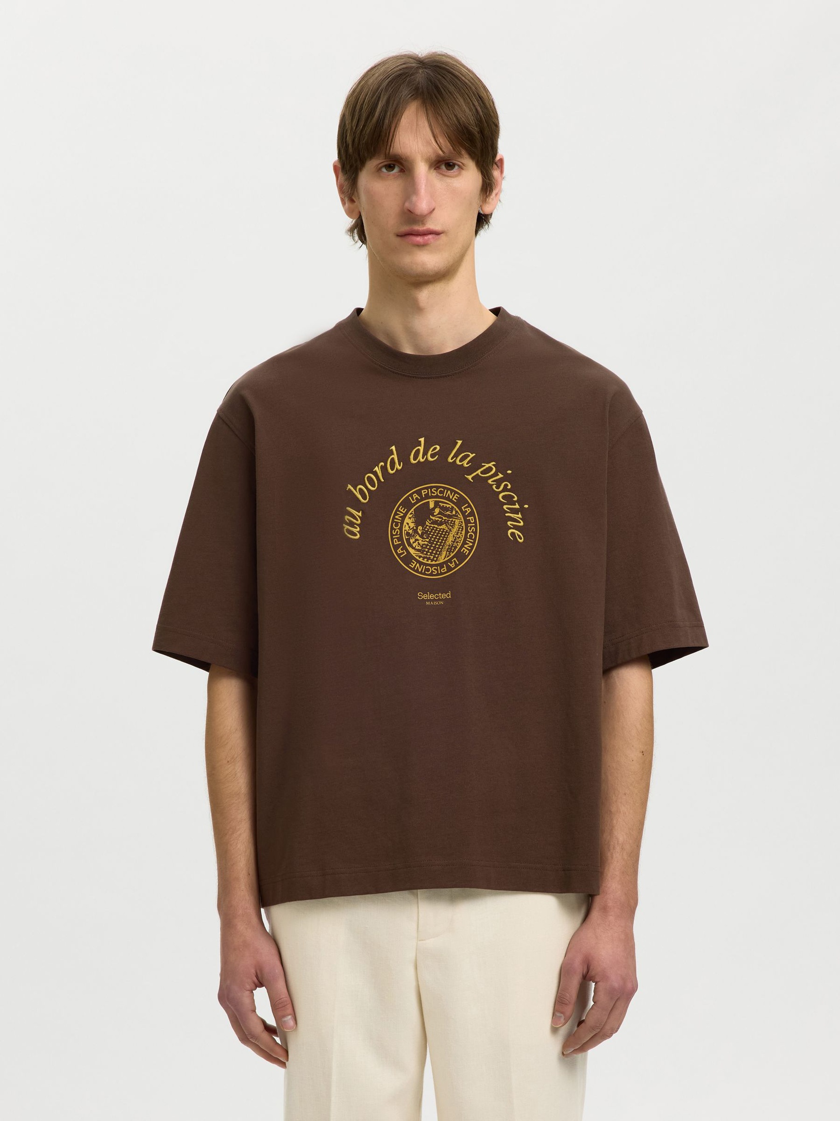 PRINTED COTTON T-SHIRT, Bracken, highres
