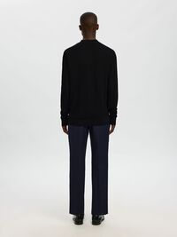 100% COTTON LONG-SLEEVED POLO, Black, highres