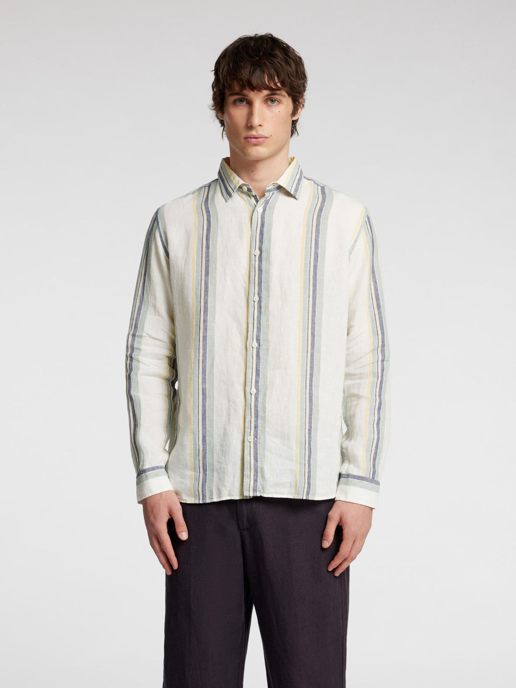 LANGE MOUWEN LINNEN BLOUSE, Egret, highres