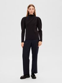 DRAPED TOP, Black, highres