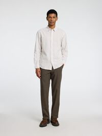 SLIM TAPERED LINEN BLEND TROUSERS, Forest Night, highres