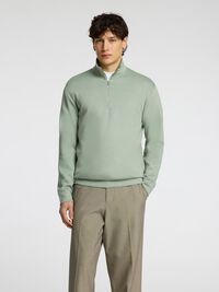 VISCOSE BLEND HALF ZIP SWEATSHIRT, Iceberg Green, highres
