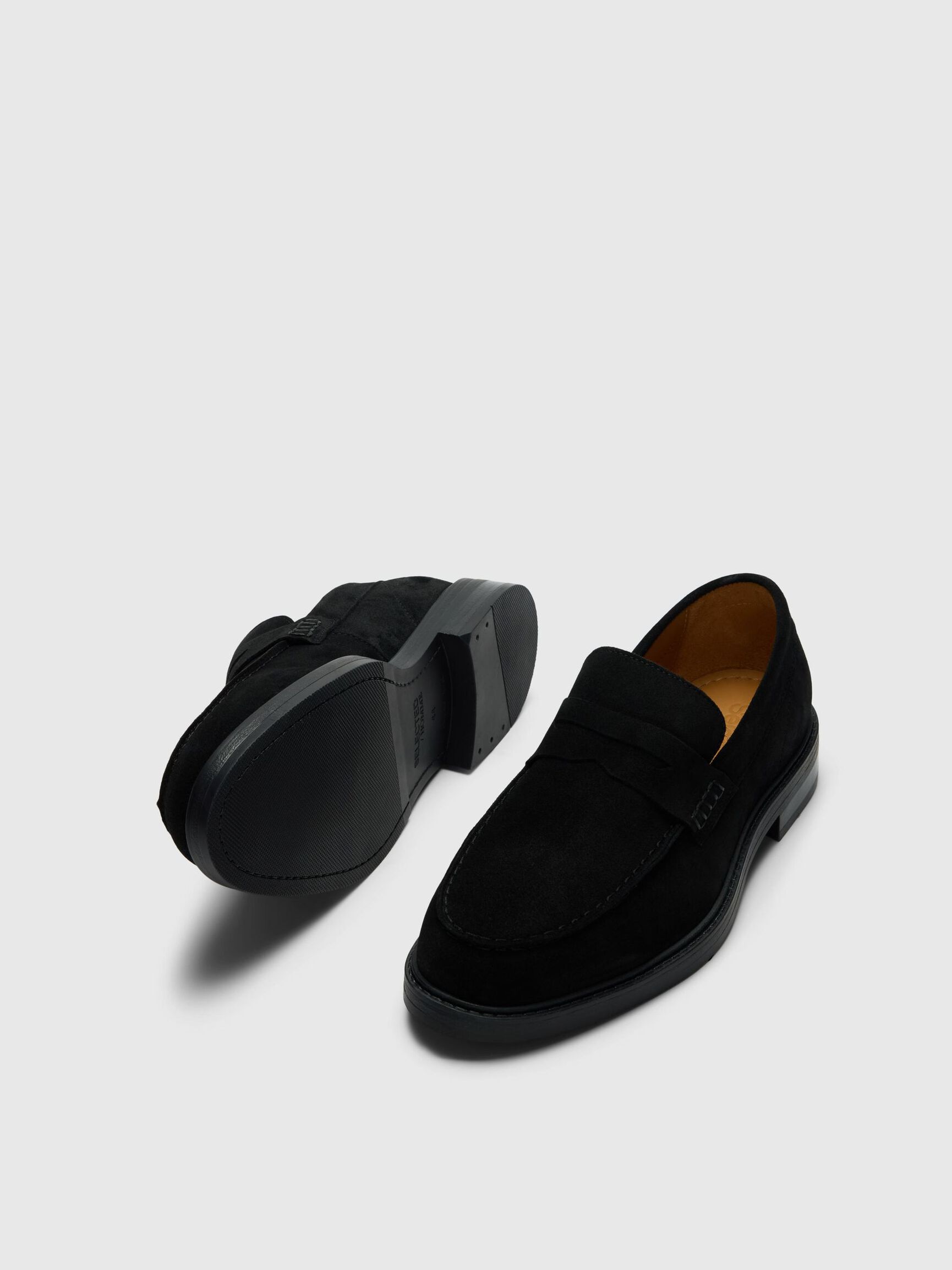 SUEDE LOAFERS, Black, highres