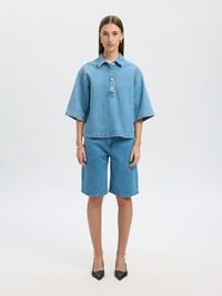 DENIM POLO, Light Blue Denim, highres