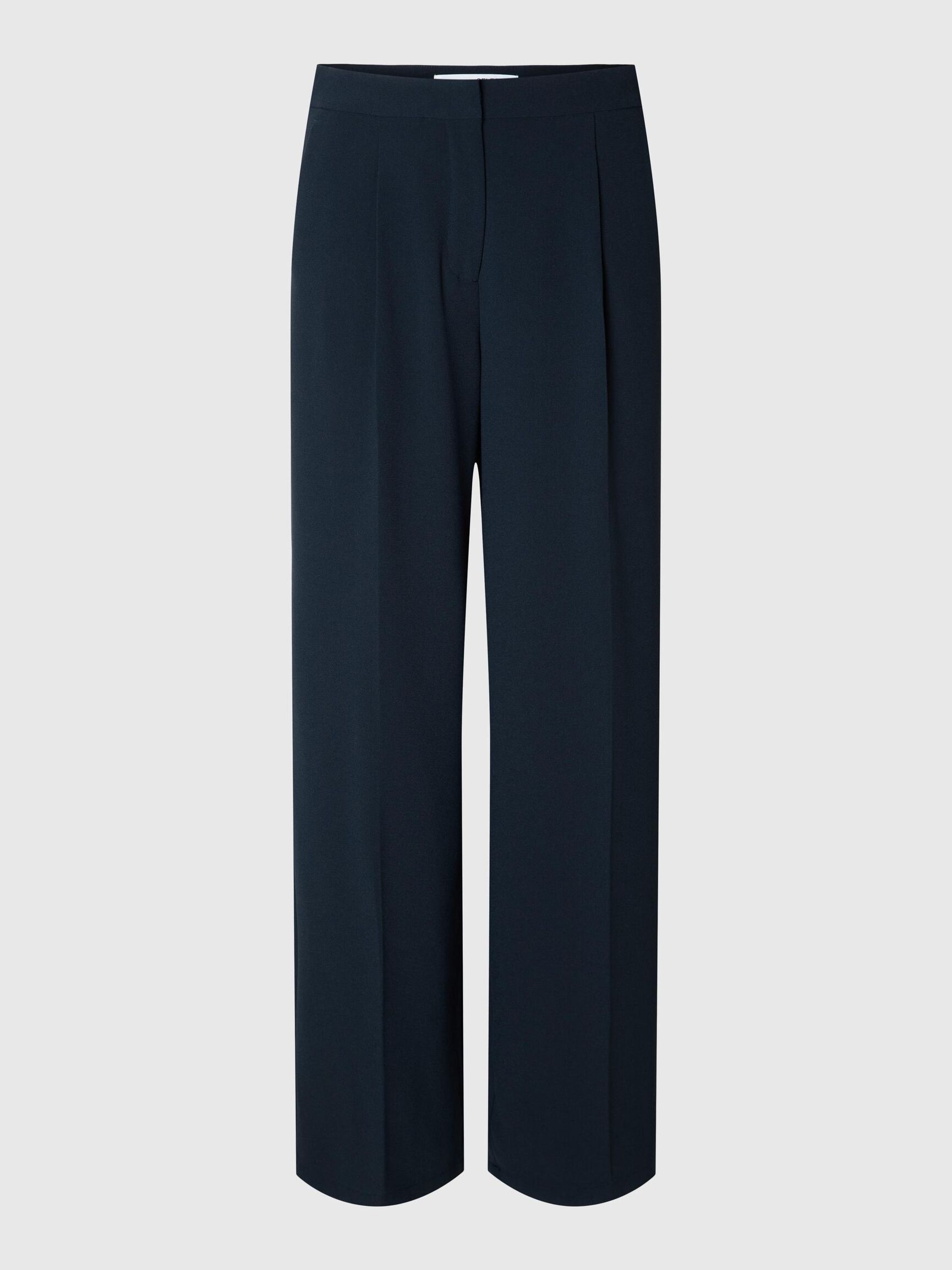 WOVEN WIDE-LEG TROUSERS, Dark Sapphire, highres