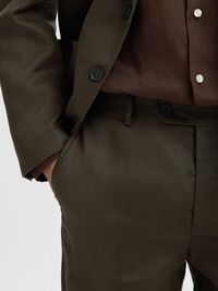 REGULAR FIT LEINEN HOSE, Peat, highres