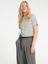 GESTREEPT KATOEN T-SHIRT, Light Grey Melange, highres