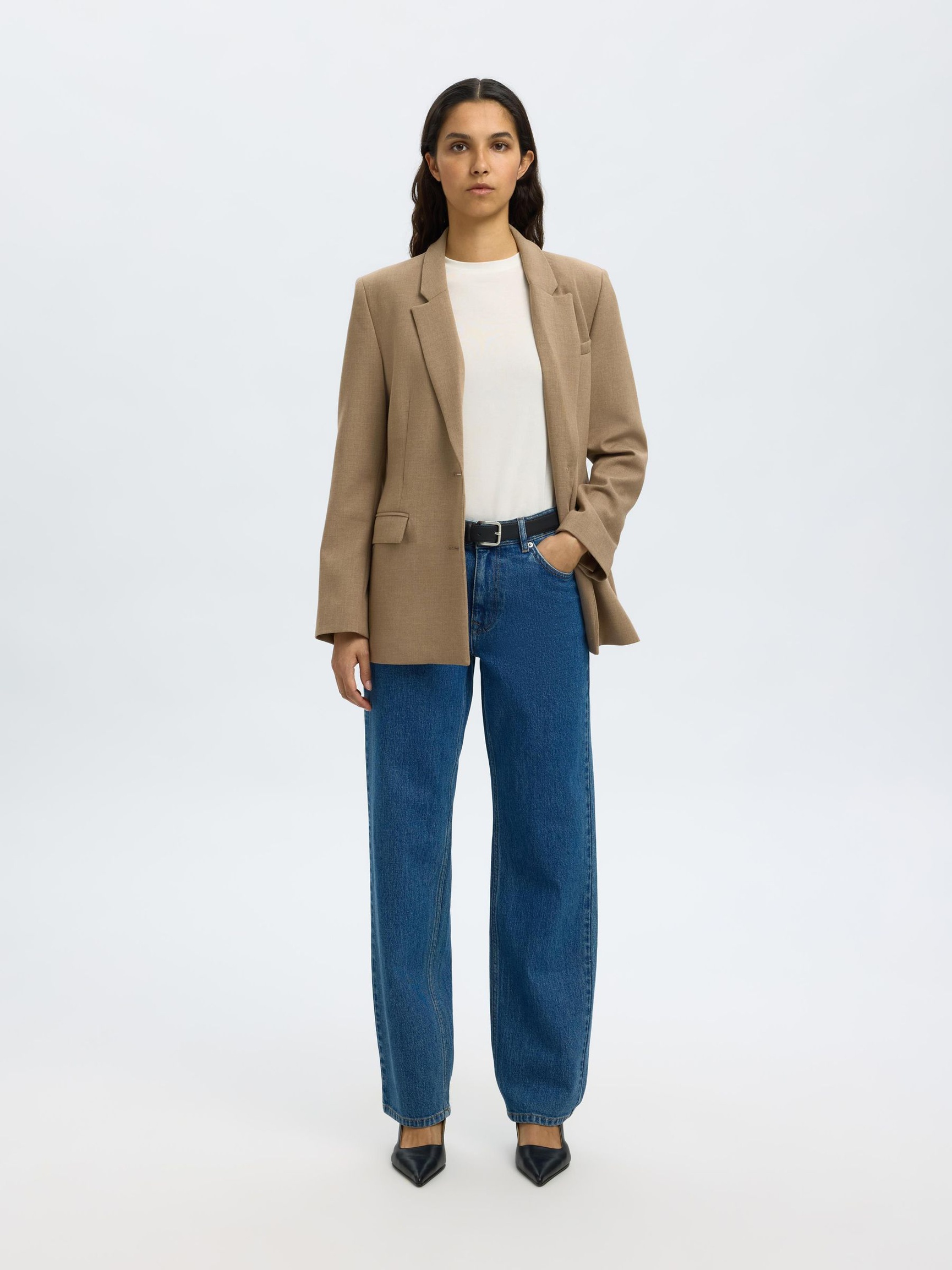MID WAIST STRAIGHT FIT JEANS, Medium Blue Denim, highres